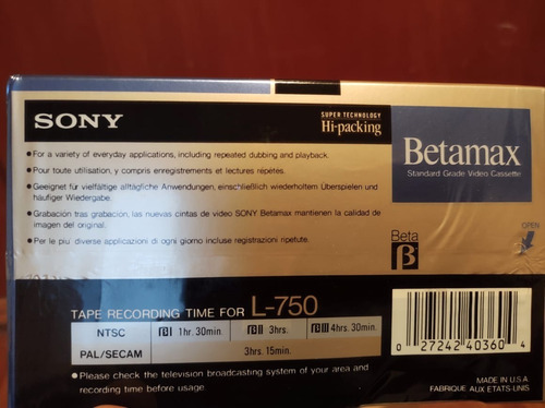 Video Casete Betamax, Gravable 