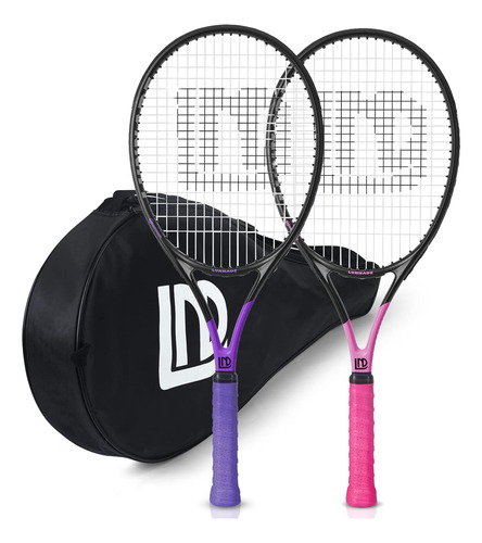 Adult Tennis Rackets 2 Pack, 27 Inch Tennis Racquet Wit...
