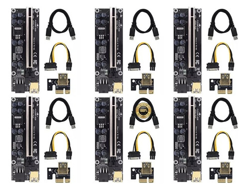 Pack X 6 Riser 1x A 16x  Ver 009s Plus Pci-e Usb3.0 Minería