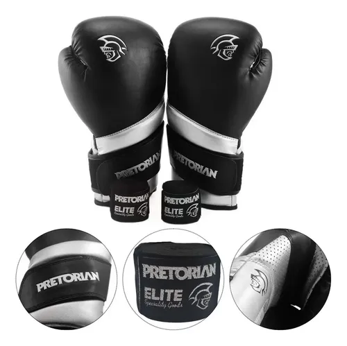 Kit De Luvas De Boxe E Muay Thai Elite + Bandagens Pretorian Cor