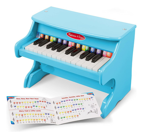 Piano Para Niños Con 25 Teclas 2 Octavas Azul De Madera Mdf