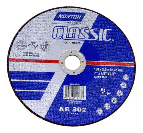 Disco De Corte 7 X 1/8 X 7/8 (2t) Classic Ar302 Norton