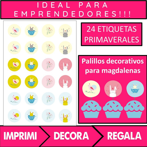 Imagen 2 de 5 de Kit Primavera Pdf A Color Listo Para Imprimir Y A Decorar