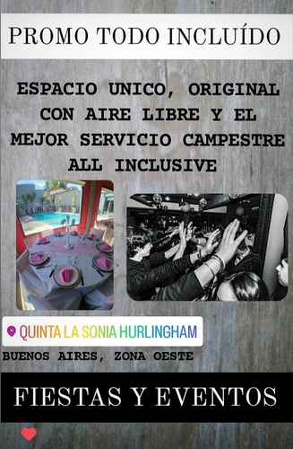 Quinta En Alquiler Para Eventos, Salón De Fiestas, Buenos Aires, Hurlingham A Minutos De Capital, Exelente Ubicacion. Promo Paquete Todo Incluido Con El Mejor Asado De Campo.