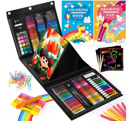 KINSPORY Art Supplies Case, 139 Pack Arts Crafts, Painting, Coloring,  Drawing & Art Set with Sketch Pad, Deluxe Portable Double Layers Aluminum