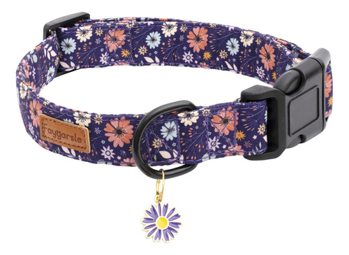 Collar De Perro De Color Morado Con Diseño De Flores