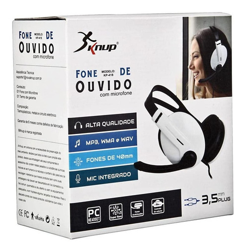 Imagem 2 de 3 de Fone Ouvido Headset Com Microfone Pc E Notebook Kp-418