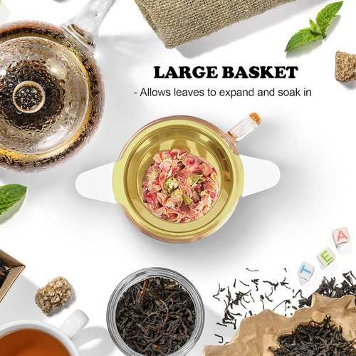 Infusor De Te De Acero Inoxidable Con Tapa De Silicona Cesta