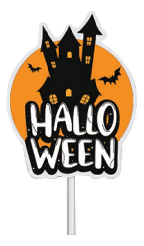 Topo De Bolo Mdf Halloween Topper Decorativo Laranja Festa