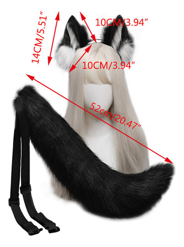 Diademas Con Orejas De Lobo Peludas, Conjunto De Cola De Ani