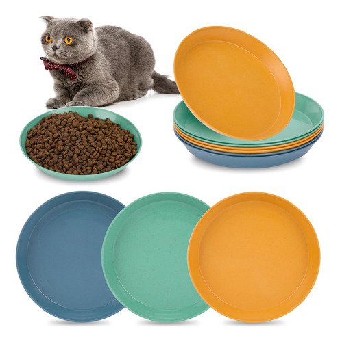 6 Platos De Comida Para Gatos Poco Profundos Y Humedos, Cuen