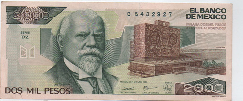 Mexico 2000 Pesos 1989