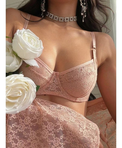Conjunto De Ropa Interior De Encaje De Verano Con Anillos De