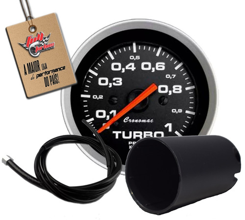 Imagem 1 de 4 de Pressão Turbo Cronomac Sport 52mm Manômetro + Copo + Kit Ins