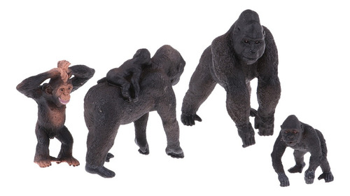 4 Piezas Simulación Gorila Familia Figura Juguete Animal