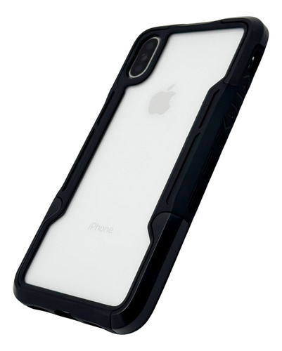 Funda Para iPhone X / Xs Transparente De Uso Rudo Bordes Reforzados Color Negro