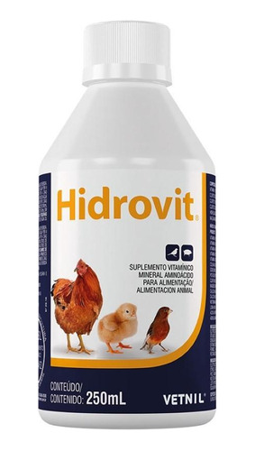 Hidrovit 250 Ml Suplemento Aves Cães Gatos - Vetnil