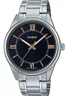 Reloj Casio Mtpv005 Hombre Acero Azul Blanco Full Color Del Fondo Mtp-v005d-1b5 Color De La Correa Plateado Color Del Bisel Plateado