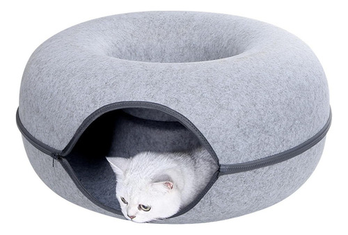 A Cama Redonda For Gatos Con TĂșnel Tipo Nido De Fieltro