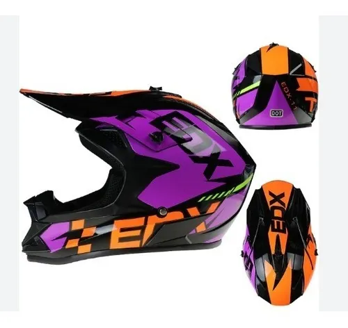 Casco Motocross Niño Negro Morado