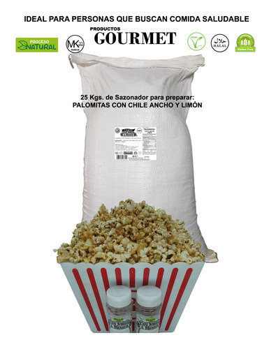 Palomitas Con Chile Ancho Y Limón 25kg Especias Kosher