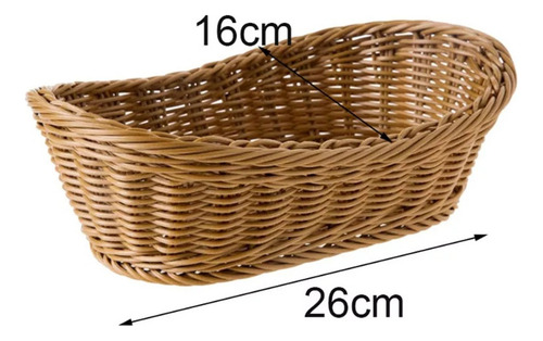 Cesta De Pan Ovalada De Mimbre, Set De 6, Cesta D