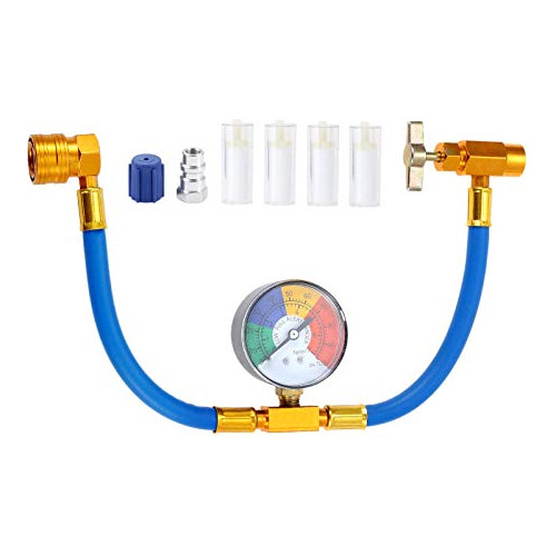 R134a Ac Refrigerant Recharge Hose Kit With Gauge, Self...