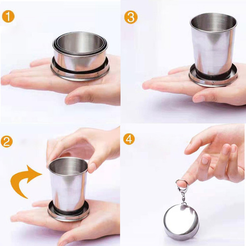 Vaso De Chupito Plegable Telescópico De Viaje De Acero Em