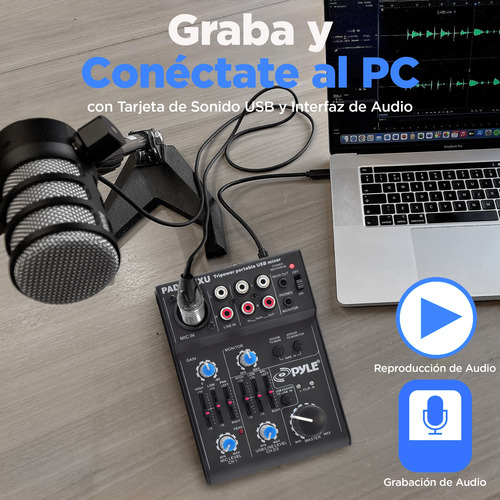 Mezcladora De Audio 5 Canales Pyle Pad20mxu Dj Aux Xlr Rca