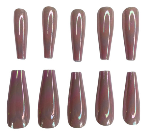Uñas Postizas Press On Adheribles 12 Tips Rosa Claro
