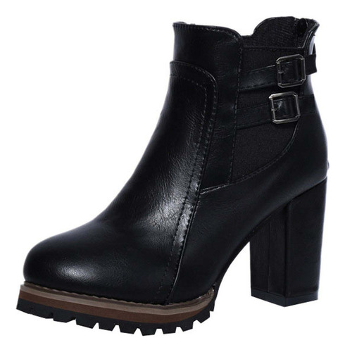 Botas De Tacón Alto Con Tacón Grueso C Para Mujer, Punta Red