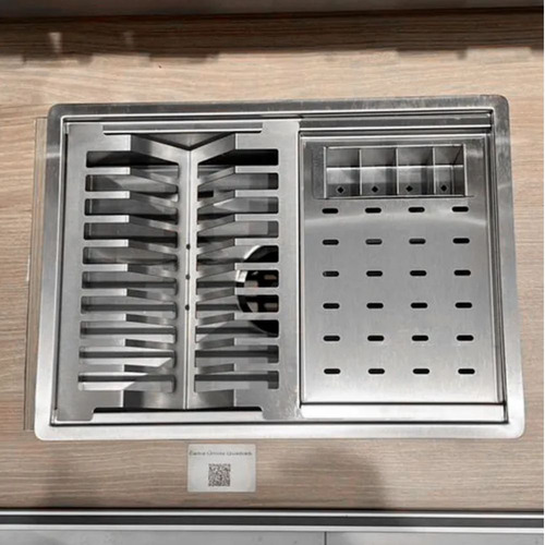 Calha Molhada Escorredor Quadrada Com Tampa Inox 44x30cm Cor Cinza