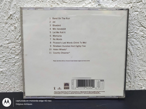Cd The Paul Mccartney Collection - Band On The Run Emi 1993 Estándar (Usado)