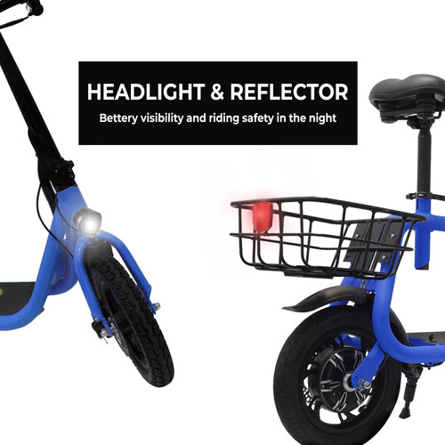 Scooter Plegable Con Asiento Y Cesta De Transporte