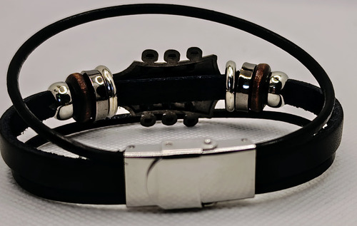 Pulseras Hombre De Guitarra Hecha A Mano Resistente 21 Cm Bordó 7 Cm 21 Cm
