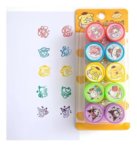 Set De 10 Timbres Hello Kitty Kuromi My Melody Cinnamoroll