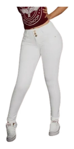 Jeans Dama Corte Colombiano Blancos No Transparenta Ref6476