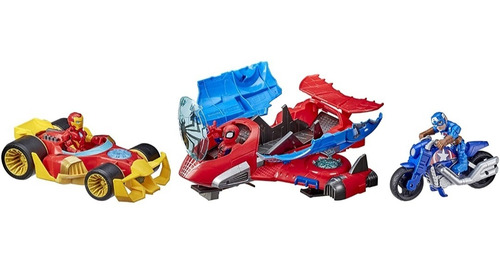 Sep De 3 Figuras Marvel Con Sus Vehiculos