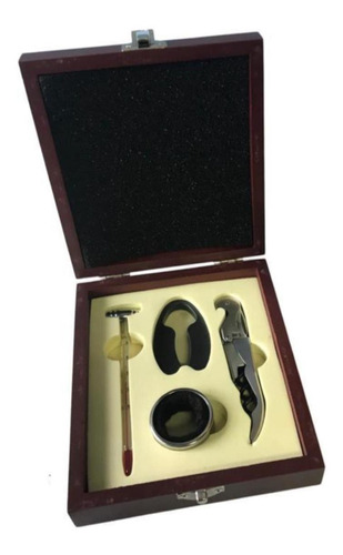 Set Accesorios De Vino Caja Madera Regalo Fullescabio