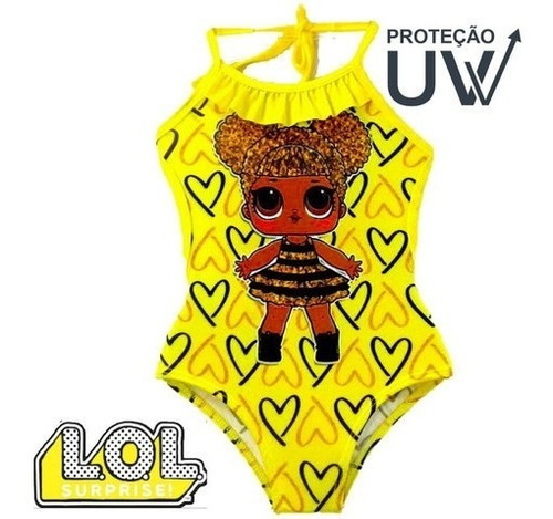 Imagem 1 de 2 de Maiô Infantil Engana Mamãe Boneca Lol Protecã Uv Praia Verão