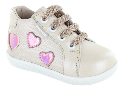 Tenis Coqueta 954613-l Piel Vacuno Beige Bebé/niñas