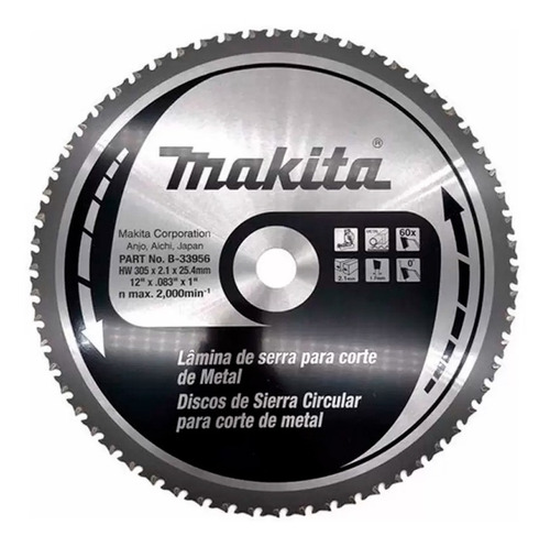 Disco Sierra Para Acero 12'' X25.4x2.10mm 60d Para Lc1230