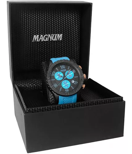 Relógio Magnum Masculino Esportivo Oversized Cronografo Azul MA33504F no  Shoptime