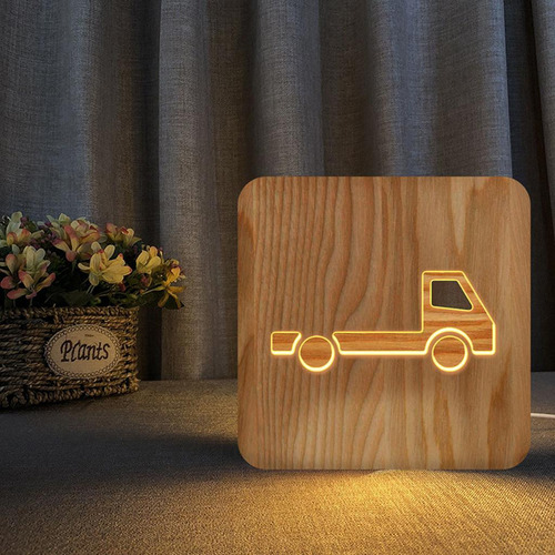 Luz De Escritorio Usb Led De Madera Con Luz Nocturna
