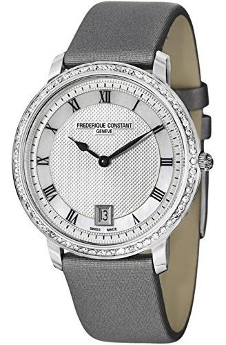 Frederique Constant Slim Line Plata Guilloche Dial Reloj De 