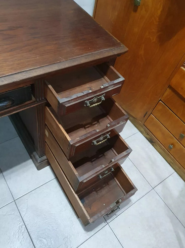 Escritorio Antiguo Estilo Ingles Madera Roble 140cm No Envio Marrón (Usado)