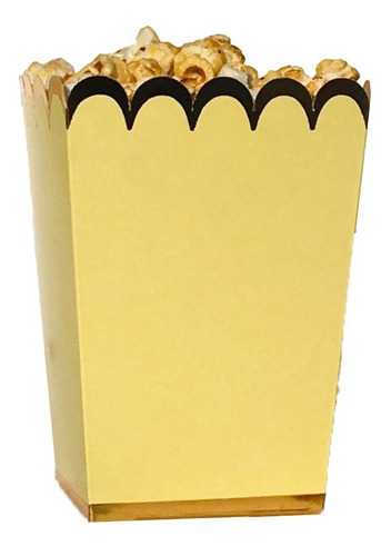 Caja Pochoclera Con Borde Dorado X 8 Pop Corn Cotillon