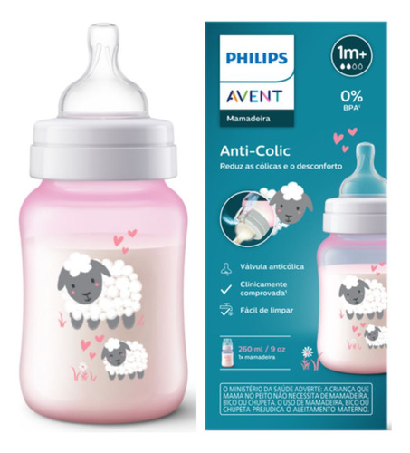 Mamadeira Rosa Ovelha 260ml Avent