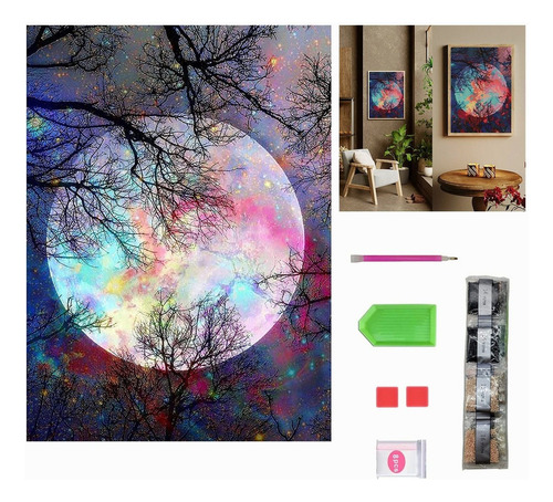 . Cuadro Decorativo Con Luna 5d Diamond Painting Sala