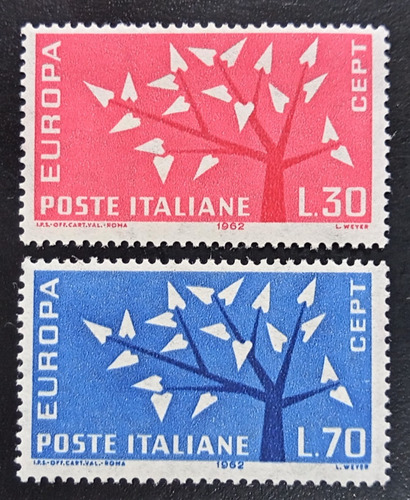 Italia, Serie Yv 873-874 Tema Europa 1962 Mint L18614